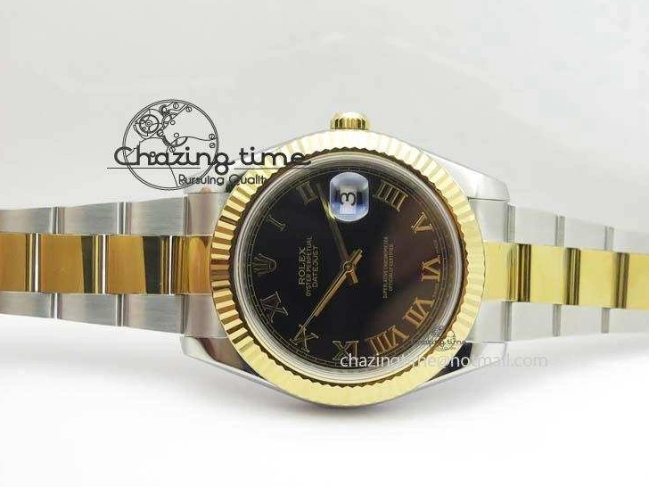 0213 AllSeason DateJust II 116333 SS YG 41mm EW Best Edition Black Dial Gold Roman Markers On SS Bracelet A 3826